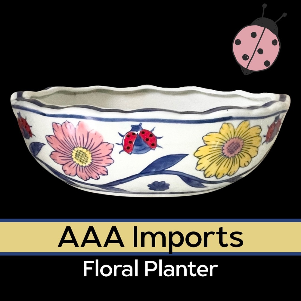 Vintage 10” AAA Imports Floral Planter